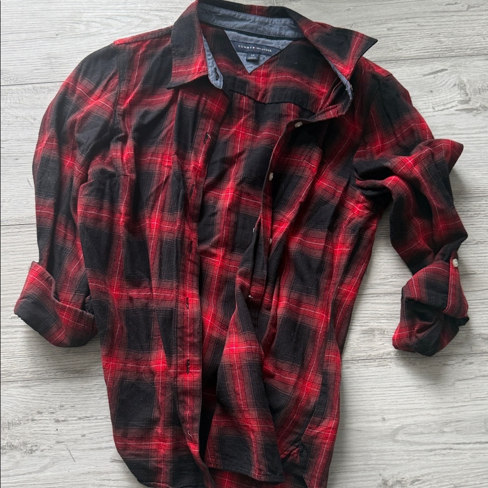 Tommy Hilfiger Red and Black Checkered Shirt